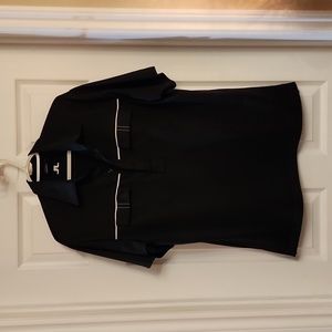 J.Lindeberg Polo Shirt Golf Pockets Mens Size L Black with‎ White Stripe